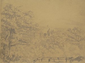 正面带修道院的乡村风景 作者 威廉·布罗克顿