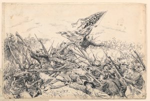 图画，汉考克军团在 "血腥之角 "攻击工事，1887 年 作者 威廉·布鲁克·托马斯·特雷戈