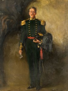 20世纪苏格兰弓箭手绿色制服的男人（布面油画）