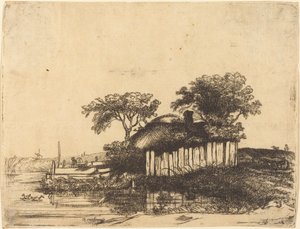 带白色围栏的别墅 作者 伦勃朗·范·莱恩之后的威廉·拜伦