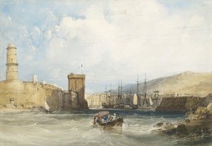 马赛港口入口，约1838年 作者 William Callow