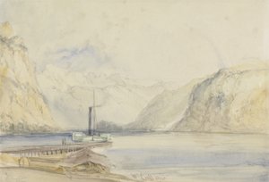 Wallenstadt，来自瑞士Wesen（铅笔和纸上的卫生纸）