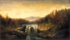 有瀑布的风景，约1860-1870（布面油画）