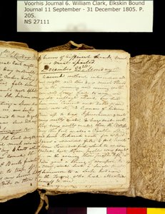 克拉克家族收藏-第6卷。Elkskin杂志，第205页，1805年12月22-23日 作者 威廉·克拉克