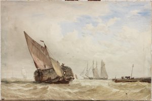 Hayboat（水彩，身体颜色和卡片上的划痕） 作者 克拉克森·弗雷德里克·斯坦菲尔德