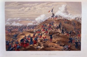 埃德蒙·莫林（1824-82）从“东方战争的座位 - 第二系列”中雕刻的马拉科夫攻击，由Colnaghi und Co.出版，1855年 作者 威廉·克里米亚·辛普森
