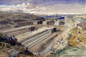塞巴斯托波尔码头与圣保罗堡遗址，1855年 作者 威廉·克里米亚·辛普森