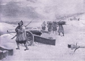 塞瓦斯托波尔之前的Zouaves的Sentinal，从陆地和海的英国战斗的例证，1915年 作者 威廉·克里米亚·辛普森