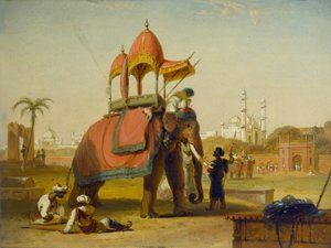 一个Caparisoned大象 - 在德里附近的场面（东印度群岛的一个场面），1832年