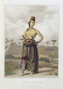 一件爪哇的宫廷连衣裙，pl。来自Thomas Stamford Bingley Raffles（1781-1826）酒吧的“爪哇历史”第一集第6卷。 1817年（彩色aquatint）