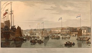 中国广州的欧洲贸易站（东印度公司）。由威廉-丹尼尔（1769-1837 年）绘制和雕刻，1805 年
