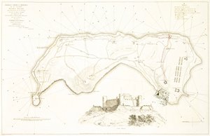 班达内拉岛防御总图，19 世纪初（彩色蚀刻版画） 作者 威廉·丹尼尔