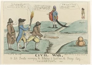 1787 年英国对荷兰内战的评论
内战，或疯子勋爵鼓励荷兰人打倒橙党（标题见实物） 作者 J卡特