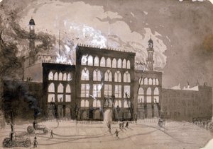 伦敦莱斯特广场阿罕布拉剧院的火灾，1882年 1883年 作者 威廉·迪克斯