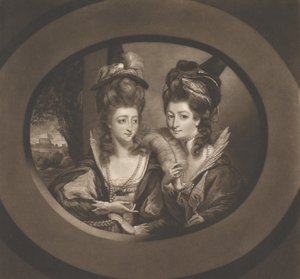 温莎的快乐妻子》中的格温夫人和班伯里夫人，1780年。 作者 威廉·迪金森