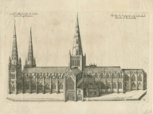 利奇菲尔德大教堂（Lichfield Cathedral）-南视图：铜版画，并[17世纪中期]