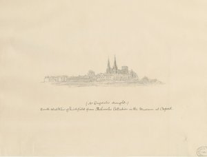 利奇菲尔德大教堂-西南景观：铅笔素描，nd [？17th cent]（绘画）