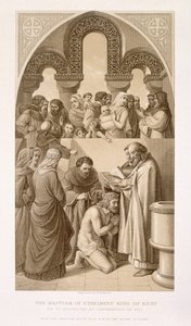 598年坎特伯雷圣奥古斯丁的肯特国王洗礼（约公元526-616），来自“英国和苏格兰历史插图”第一卷 作者 威廉·戴斯