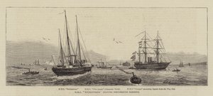 HMS Enchantress离开朴茨茅斯港 作者 威廉·爱德华·阿特金斯