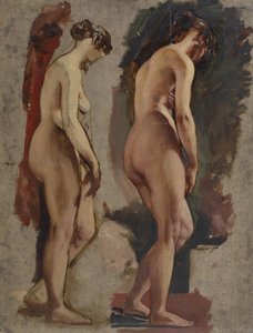 两个全长站立的女性裸体，向右转，1815-45年