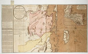 根据 1786 年 7 月 14 日与西班牙签署的公约，尤卡坦的一部分或洪都拉斯湾内东海岸的一部分划拨[原文如此]给英国用于砍伐原木的地图。一位海湾人 作者 威廉·法登