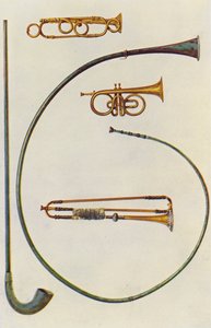 乐器Lituus 和 Buccina、短号、小号（彩色印刷版） 作者 威廉·吉布