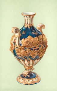 花瓶，切尔西，马扎里蓝(彩色平印) 作者 威廉·吉布