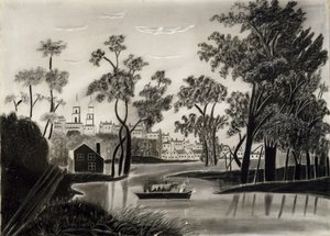田园风光，可能是1825  -  1850年（石墨在砂纸上） 作者 沃尔之后的威廉·盖