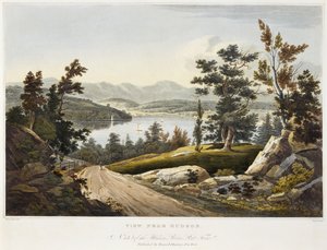 哈德逊附近的景色，1822年（手工着色纸上的aquatint） 作者 沃尔之后的威廉·盖