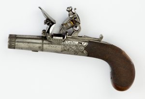 带箱锁的Pocket发枪手枪，约1820年（钢，银和胡桃木） 作者 William Hale