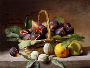 无花果和核桃静物画 作者 威廉·哈默