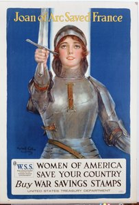 &39;Joan of Arc Saved France&39;，美国战争储蓄邮票海报，1918年
