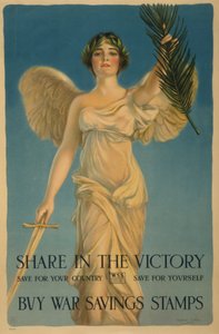 分享胜利，购买战争储蓄邮票，第一次世界大战海报，1918年