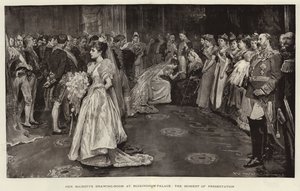 女王陛下在白金汉宫的绘画室，演讲的时刻 作者 William Hatherell