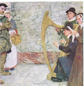 莎士比亚听着Somerset House附近的民谣歌手，来自My Magazine，pub.1922 作者 威廉·哈瑟雷尔