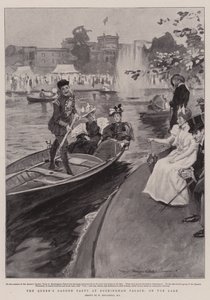 在白金汉宫的女王花园派对，在湖上 作者 William Hatherell