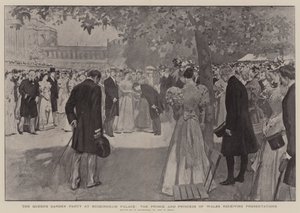 白金汉宫的女王花园派对，王子和威尔士王妃接受演讲 作者 William Hatherell