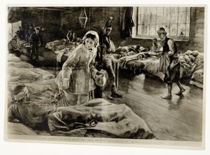 “五十年前的女主角：斯卡塔里医院的弗洛伦斯·南丁格尔小姐”，酒吧。在The Graphic，1904年11月19日