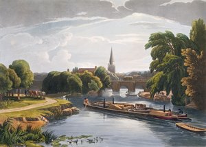 Abingdon Bridge and Church，由Robert Havell the Younger（1793-1878）于1818年出版（aquatint）