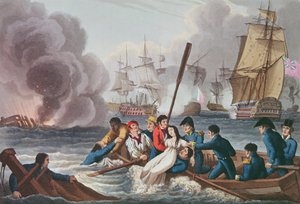 特拉法加战役中的轶事，由Matthew Dubourg（18,18-20）在“历史，军事和海军轶事”酒吧中镌刻。作者：Edward Orme（1774-c.1820）1817（aquatint） 作者 威廉·希思