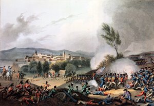 维多利亚战役，1813年6月21日，由I.Calk蚀刻，由M. DuBourg（aquatint）绘制