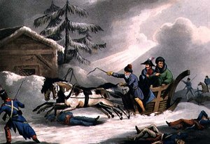 波拿巴伪装成维琴察伯爵从俄国出逃，1814年3月1日由威廉-希斯出版（水印）。 作者 威廉·希思