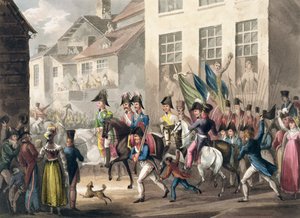1814年3月31日，盟军进入巴黎，从1899年至1815年的“英国和她的同盟国的军事成就”，詹姆斯·詹金斯，由托马斯·萨瑟兰（bc1785）刻，公共 作者 William Heath