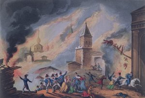 1812年9月的莫斯科燃烧，由Thomas Sutherland雕刻（bc1785）（aquatint engraving） 作者 威廉·希思