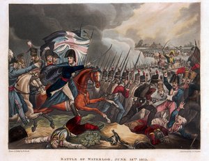 惠灵顿公爵（1769-1852），部队在滑铁卢战役中前进，插图来自Syntax博士的叙事诗，1818年（彩色aquatint） 作者 威廉·希思