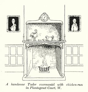 A handsome Tudor overmantel with chicken-run in Plantagenet Court, W (litho) 作者 威廉·希思·罗宾逊