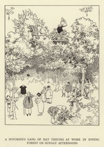 星期天下午，一群臭名昭着的帽子小偷在Epping Forest工作 作者 威廉·希思·罗宾逊
