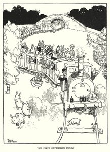 Illustration for Railway Ribaldry by W Heath Robinson (litho) 作者 威廉·希思·罗宾逊