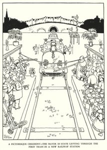 Illustration for Railway Ribaldry by W Heath Robinson (litho) 作者 威廉·希思·罗宾逊