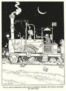 W Heath Robinson 为铁路 Ribaldry 绘制的插图（石版画） 作者 威廉·希思·罗宾逊